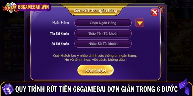 Quy trình rút tiền 68gamebai đơn giản trong 6 bước